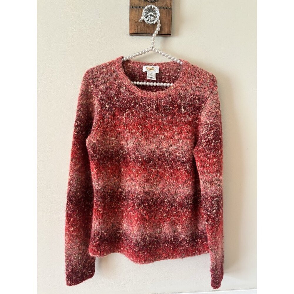 Vintage Talbots Womens Size M Orange Red Alpaca Wool Blend Pullover Sweater